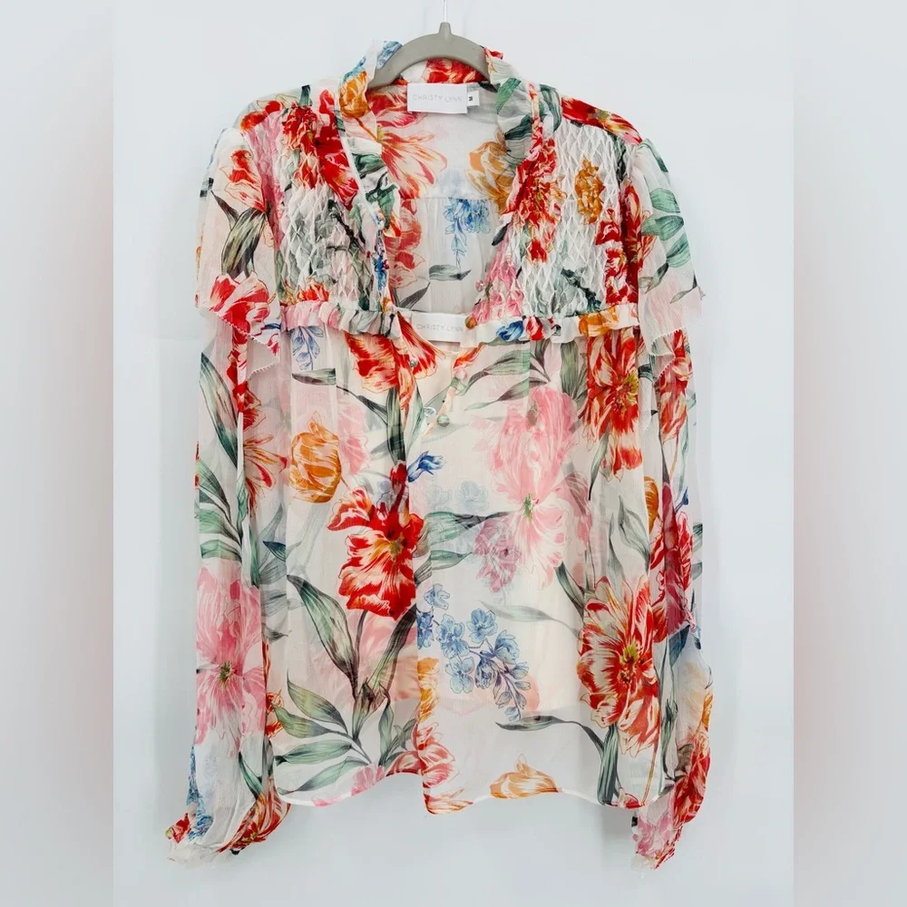 Christy Lynn 2 piece silk top set - Picture 1 of 7